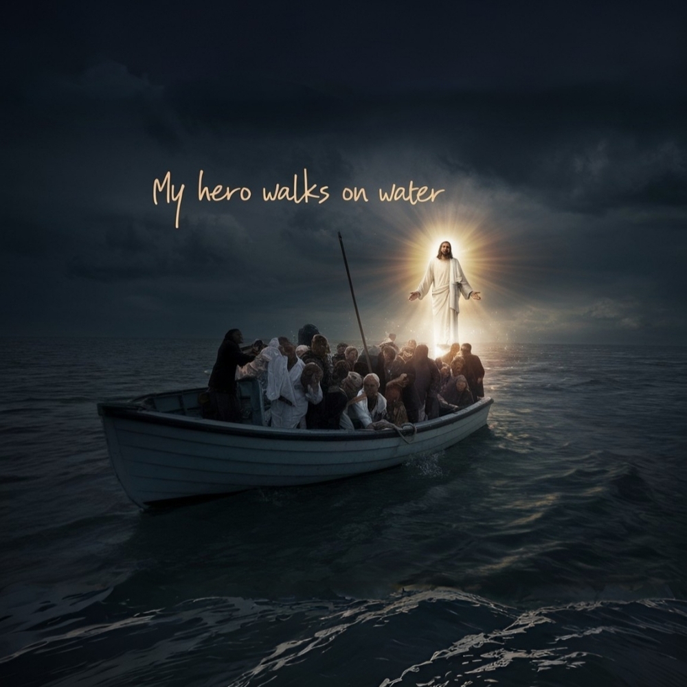 Jesus Walks On Water In A Glass Front Frame 8x10 Picture AI wall art - Picture 2 of 2